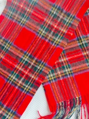 House of Bruar Scarf Plaid Tartan Soft 100% Lambswool 10" x 66" Fringe